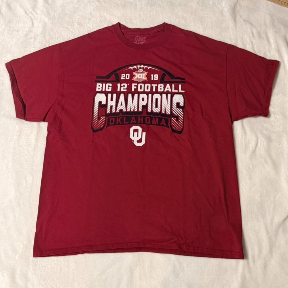 Oklahoma Sooners 2019 Big 12 Football Champions T-Shirt Men’s‎ XL Red OU NCAA